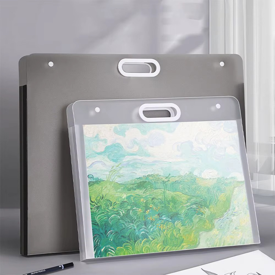 Transparente Aktenordner Aufbewahrungstasche aus Kunststoff für A2 A3 A4 Papier, wasserdichte Zeichentasche mit vier Schichten in Weiß - Bild 4