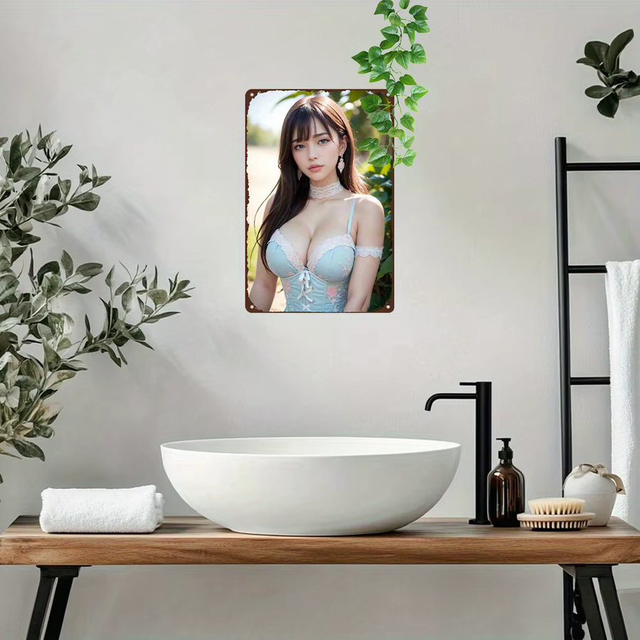 CIFBUY Vintage Anime Girl Metallschild Retro Aluminium Wanddekoration Mehrfarbig B/H: 20,32 x 30,48 cm - Bild 2