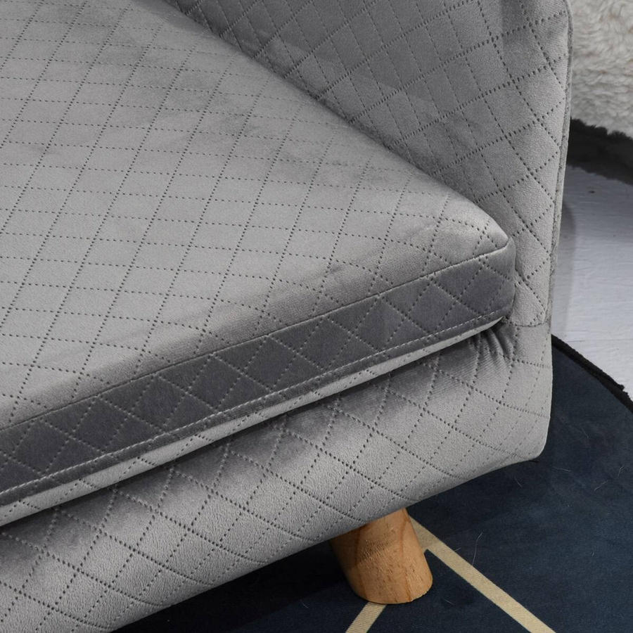 PawHut Hundesofa in Grau mit Samt-Touch und Birkenholzbeinen im skandinavischen Design, B/T/H: 64 x 45 x 36 cm - Bild 3