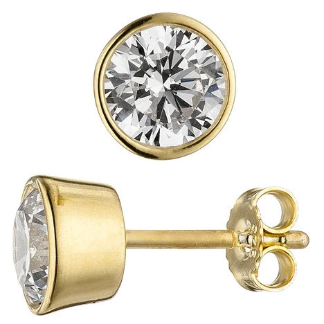Colfem Ohrstecker 925 Silber, gold vergoldet, Zirkonia - Bild 1