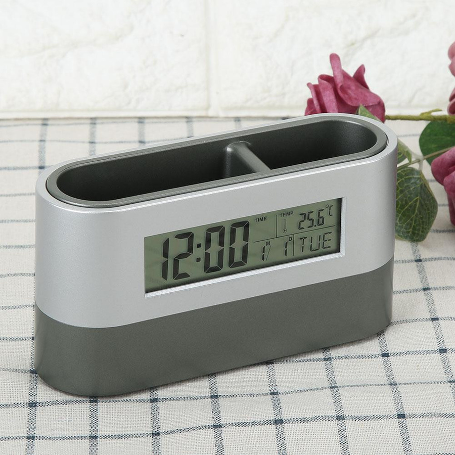 TOMTOP JMS Digitaler Stifthalter mit LCD-Uhr, Ewigem Kalender und Temperaturanzeige aus Kunststoff - Bild 3