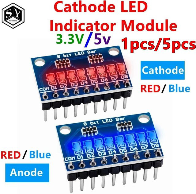 baishundianzi LED-Anzeige Modul Starter-Kit für UNO MEGA2560 mit 8 Bit in Blau und Rot, 3–24 V, gemeinsame Anode oder Kathode, geeignet für Steckbrett und MCU ARM sowie 3D-Drucker - Bild 1