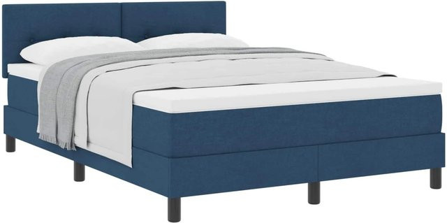 vidaXL Boxspringbett mit Matratze und Kopfteil in Blau, Hybrid-Design mit Taschenfederkern, B/T: 160 x 200 cm, Höhe: 163 cm - Bild 1