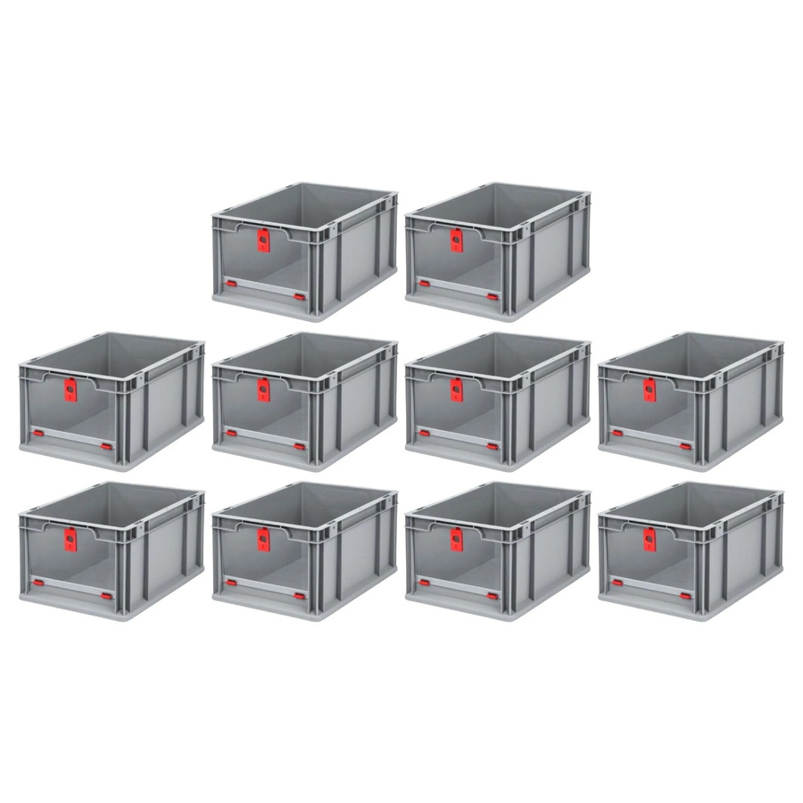 PROREGAL SparSet 10x Eurobox NextGen Insight Cover mit verstärkten Wänden, Rot, H x B x T: 22 x 30 x 40 cm, 20 Liter - Bild 2