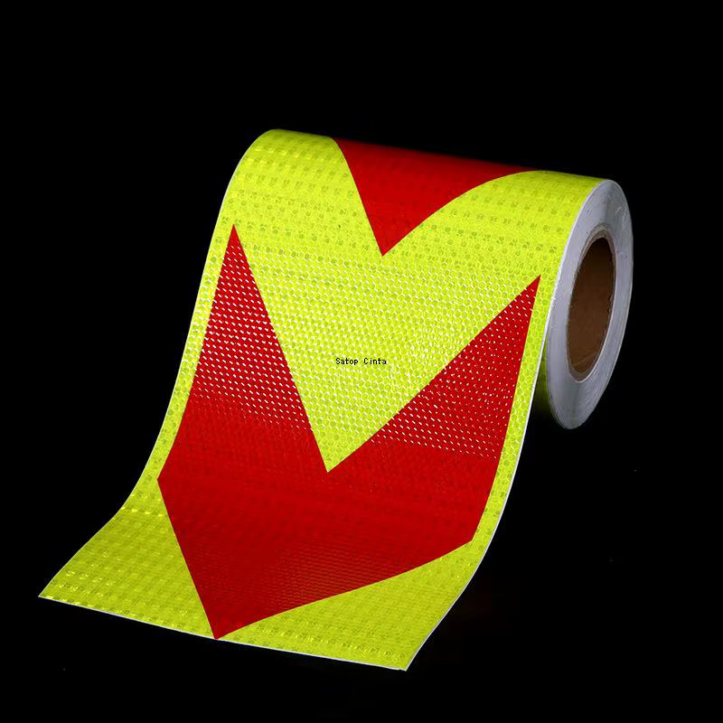 Reflektierendes Warnband in Rot mit Pfeil-Motiv, wasserfeste fluoreszierende Reflexionsfolie, Breite: 20 cm, Länge: 5 m - Bild 3