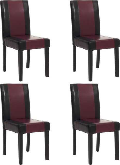 MCW Esszimmerstuhl Littau 4er-Set aus Kunstleder in Schwarz-Rot mit dunklen Beinen - Bild 1