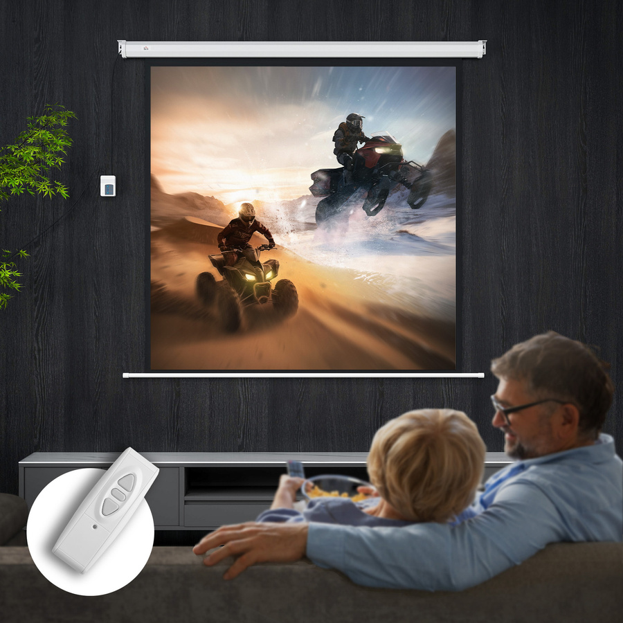 HOMCOM Rollo-Projektionsleinwand für Heimkino und Büro, 85 Zoll, 1:1 Format, HD 4K, Farbe: Weiß, B/H: 176,5 x 176,5 cm - Bild 2