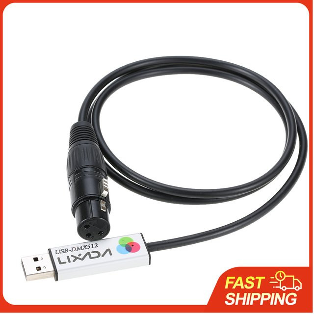 Lixada USB-zu-DMX512 Schnittstellenadapter für LED Bühnenbeleuchtung in Schwarz - Bild 1