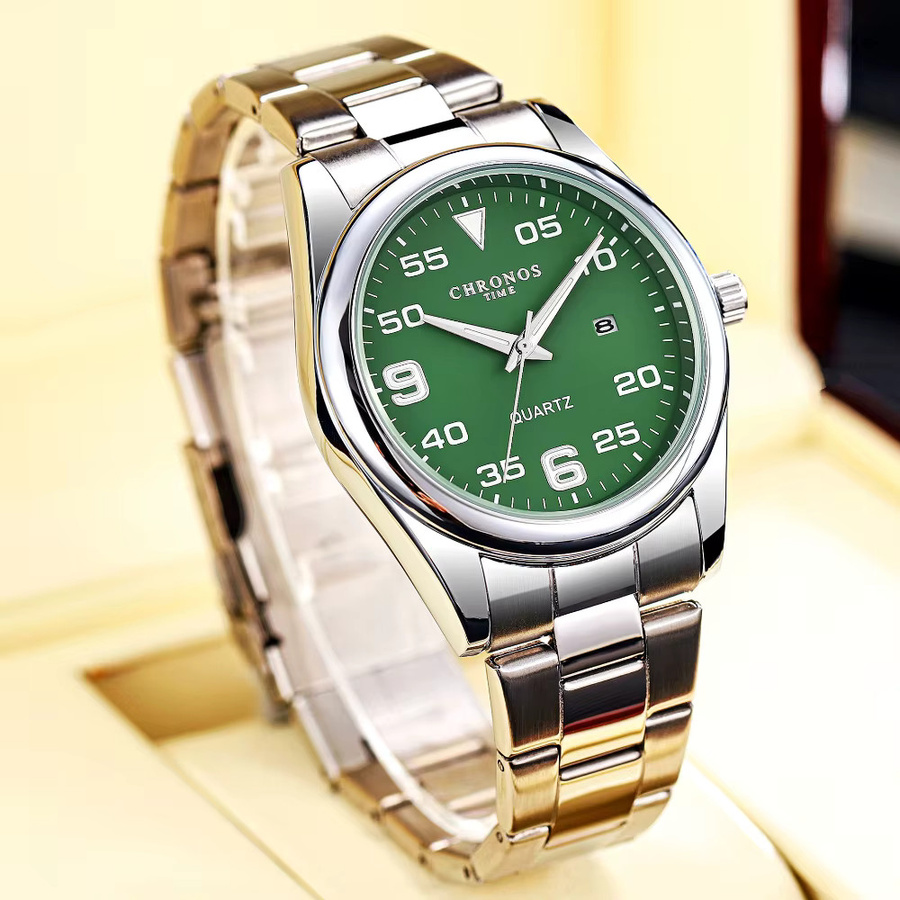 CHRONOS Armbanduhr Quarz, Edelstahl, Grün, Herren - Bild 1