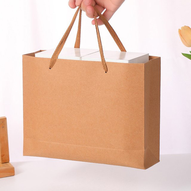 5 Stück verdickte Kraftpapier-Einkaufstaschen in Braun als Geschenktüten und Obstkartons - Bild 1