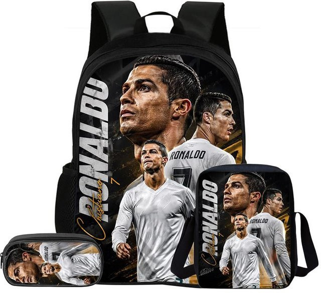 3-teiliges Schulset Fußballstar von Fancy Style Studio in Schwarz mit Rucksack, Schultasche und Federmäppchen - Bild 1