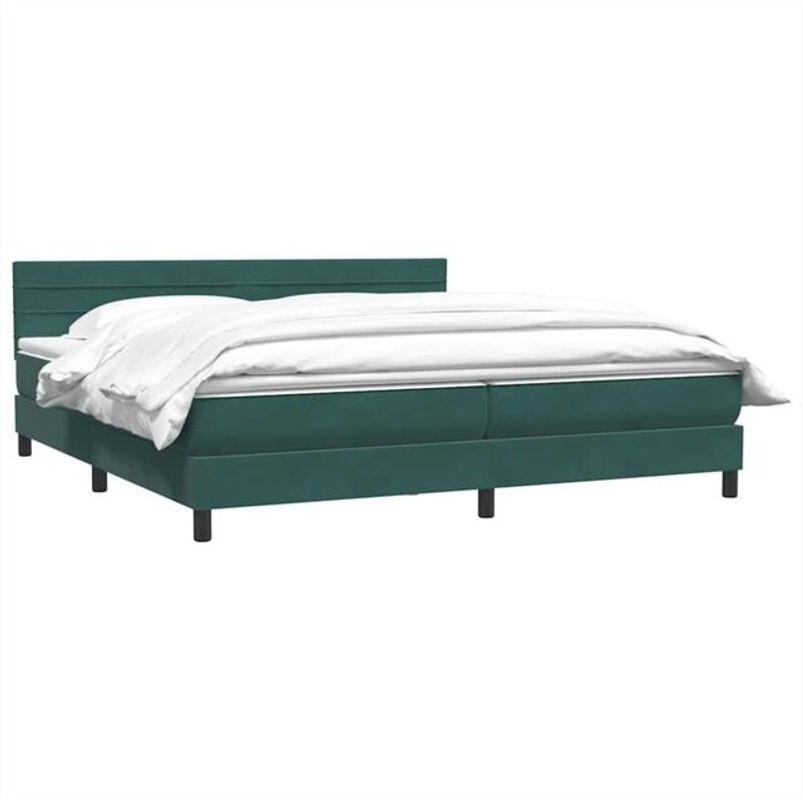 vidaxl Boxspringbett mit Matratze in Dunkelgrün aus Samt, Modern, B/T/H: 180 x 220 x 78 cm - Bild 1