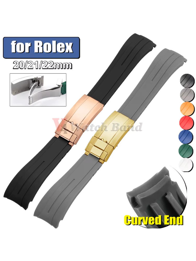 Uhrenarmband Silikon, Schwarz, Unisex, mit Faltschließe - Bild 3