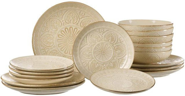 Ritzenhoff & Breker Tellerset Omara aus Keramik in Beige, 18er Set mit Speisetellern - Bild 1