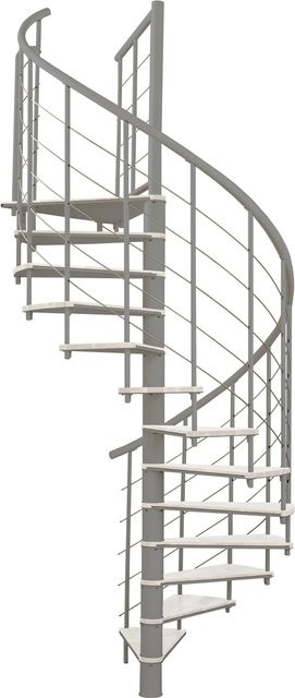 Minka Spindeltreppe Fusion Spiraltreppe aus Holz und Stahl in Grau-Weiß mit Durchmesser: 140 cm für eine Raumhöhe bis 295 cm - Bild 1
