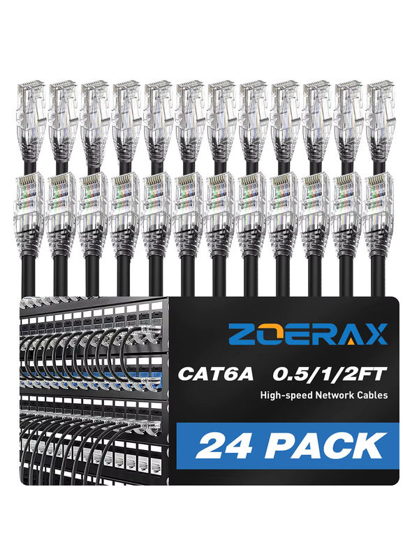 ZoeRax RJ45 CAT6A Ethernet-Patchkabel LAN-Kabel in Schwarz (24 Stück) - Bild 4