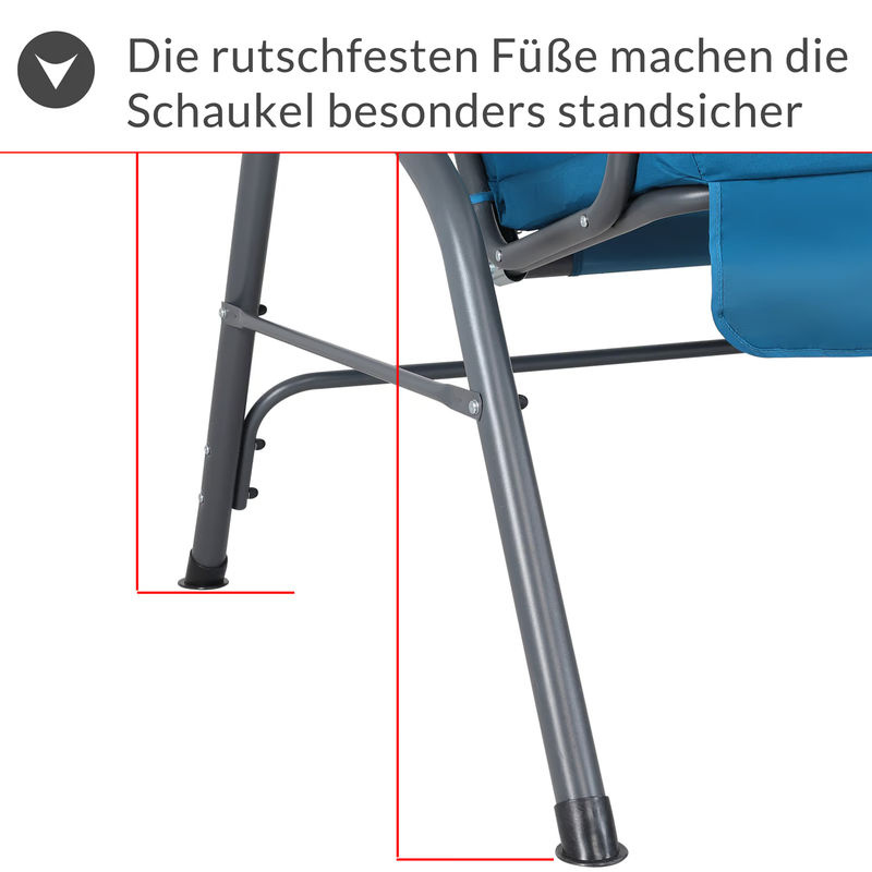 CASARIA Hollywoodschaukel Atlantik Blau mit Sonnendach aus Stahl und Oxford Stoff - Bild 2