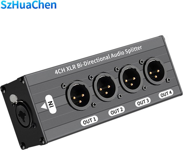 TITAK XLR Audio-Splitter 1 Eingang 4 Ausgänge Symmetrischer 3-Pin Signal-Verteiler Schwarz - Bild 1