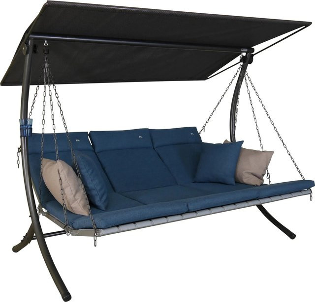 Angerer Hollywoodschaukel Luxus Smart in Blau Denim mit Sonnenverdeck und Kissen, B/T/H: 270 x 160 x 145 cm - Bild 1