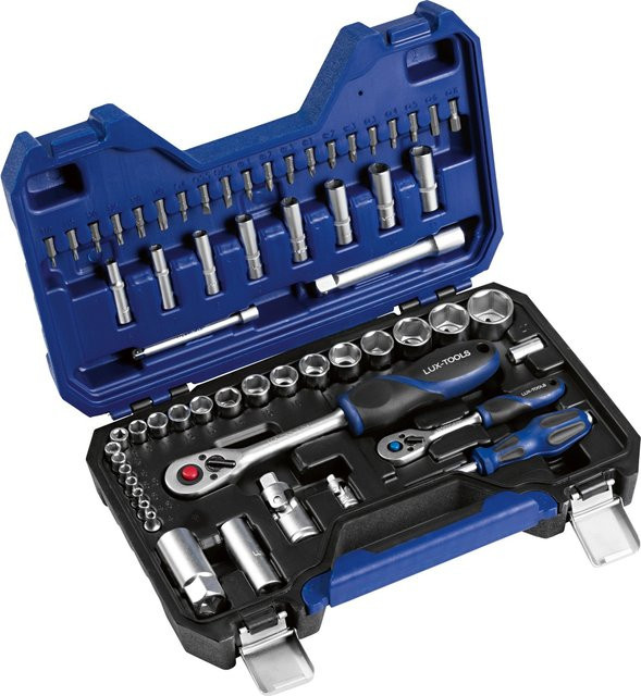 LUX-TOOLS Steckschlüsselsatz STS-59 Comfort 59-teilig in Blau aus Chrom-Vanadium-Stahl mit 1/4 Zoll - Bild 1