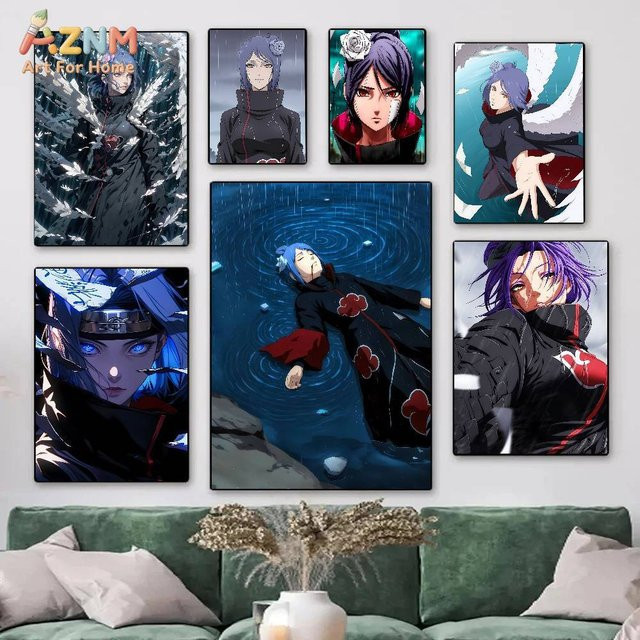 Kayou Naruto Akatsuki Konan Paper Angel Anime Leinwandgemälde Wandkunst Poster Mehrfarbig - Bild 1