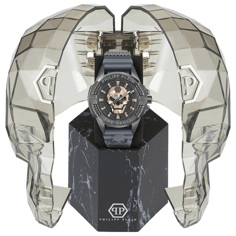 Philipp Plein Herrenuhr, Quarz, Edelstahl, 47 mm, Grau, Silikon, 5 ATM - Bild 3