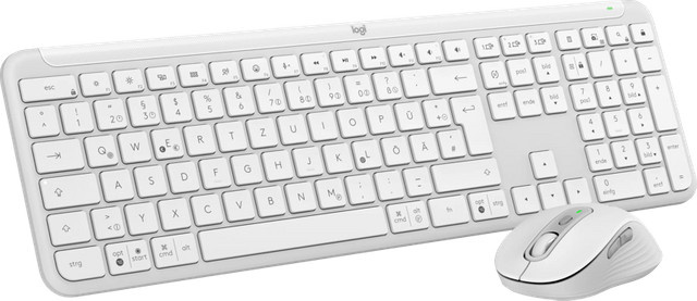 Logitech Signature Slim MK950 Kabellose Tastatur und Maus Combo QWERTZ Weiß mit Bluetooth und USB-A - Bild 1