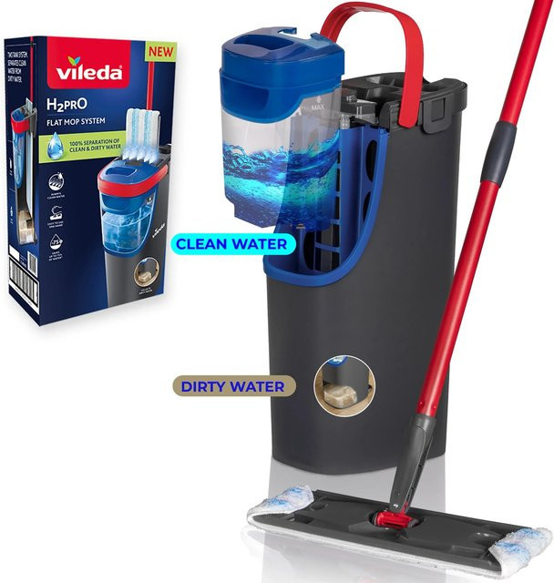 Vileda H2PRO Flat Mop Bodenwischer-Set mit Zweitanksystem in Schwarz/Rot - Bild 5
