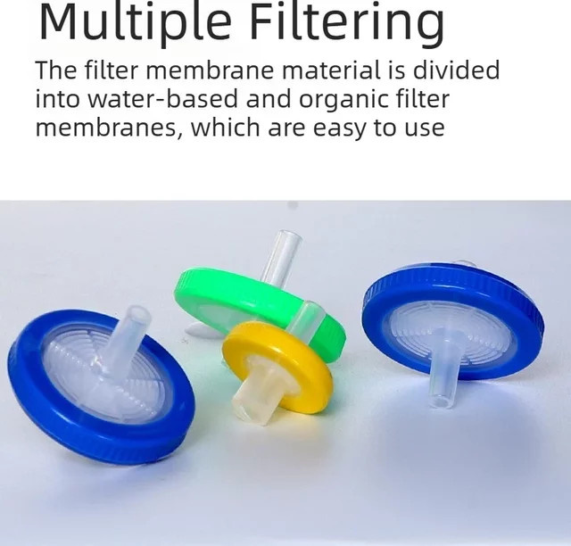 100 Stück Ruhr Lock Hydrophobe PTFE-Spritzenfilter mit 13mm Durchmesser und 0,22 oder 0,45 Mikron für die Nadelfiltration - Bild 1