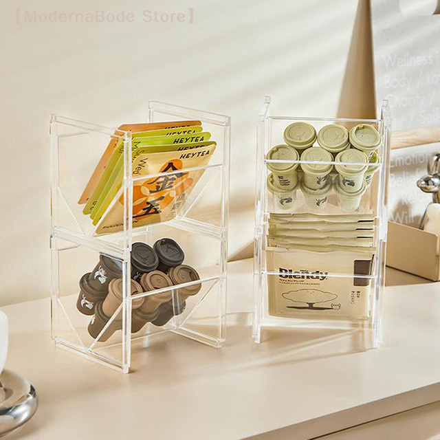 Stapelbarer vertikaler Teebox-Halter aus Acryl in Transparent, Organizer für Teebeutel und Küchenzubehör, B/T/H: 11,6 x 10,8 x 4,0 cm - Bild 1