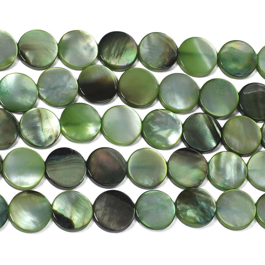 xilitata Perlmuttperlen, grüne Scheiben-Perlmuttperlen, 10 mm, Süßwassermuschelperlen - Bild 3