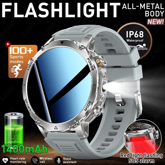 LIGE Smartwatch, Aluminium, Silikon, Schwarz, Herren - Bild 1