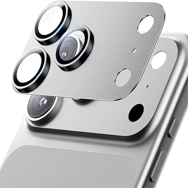 Metall-Kamera-Schutzglas in Silber für iPhone 18, iPhone 17 Pro Max und iPhone 17 Pro Air als Objektivring-Abdeckung aus Legierung - Bild 1