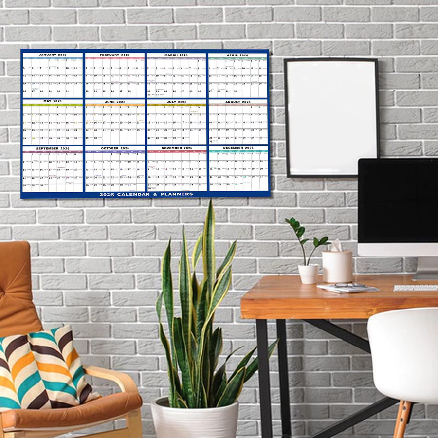 Wandkalender 2026 als Jahresplaner und Organizer, trocken abwischbar, weiß, B: 91,4 cm, H: 61 cm - Bild 2