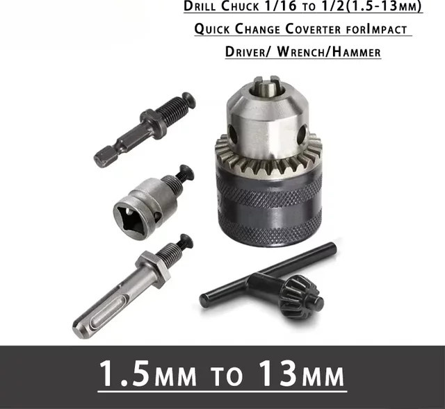 SYS Schnellwechseladapter Konverter 1/2 20UNF auf SDS 1/4 für Bohrfutter und Schlagschrauber in Silber - Bild 1