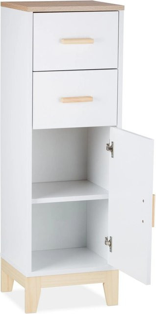 Relaxdays Badezimmerschrank Weiß mit 2 Schubladen, B/T/H: 97,5 x 32 x 28 cm - Bild 1