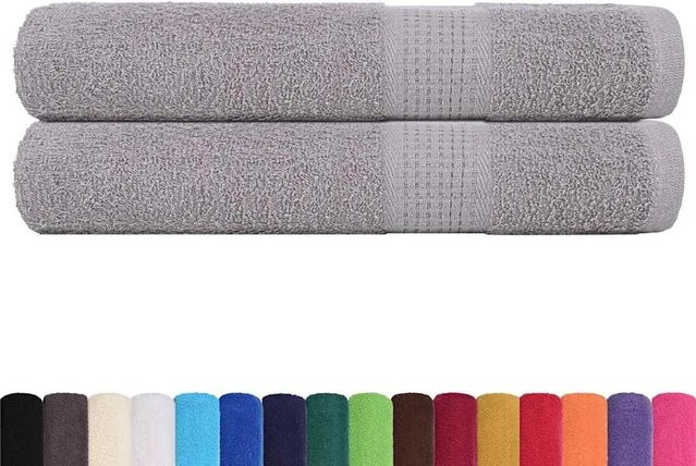 vidaXL Saunatücher 2er Set Grau aus 100% Baumwolle mit 360 g/m², B/H: 80 x 200 cm - Bild 1