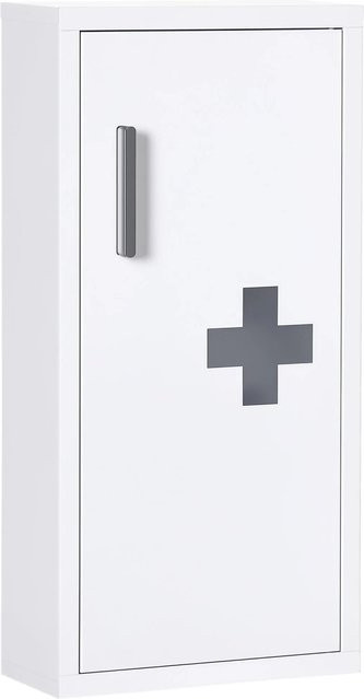 Kleankin Medizinschrank aus Stahl mit 3 Innenfächern und Magnetverschluss, Weiß, B: 30 cm, T: 12 cm, H: 60 cm - Bild 1