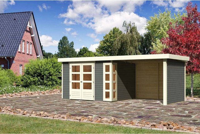 Karibu Holz-Gartenhaus Sölve in Terragrau mit Flachdach und modernem Design, B/T: 298 x 242 cm, Höhe: 210 cm - Bild 1