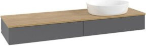 V&B Waschtischunterschrank Antao ohne Frontstruktur in Anthrazit mit Eichenholz-Optik, B/T: 160 x 50 cm - Bild 1