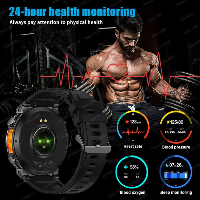 GUHUAVMI Smartwatch, Herren, Schwarz, Edelstahl, GPS, 5 ATM - Bild 6