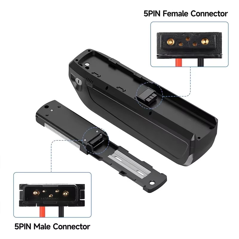 DIVEDEER XT60 auf 5Pin Batteriekasten Entladungsstecker Adapter für E-Bike Power Batterie Basis Ersatzteil in Schwarz mit 10AWG und 50A Sicherungshalter - Bild 2