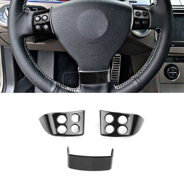 FOXSN Lenkradabdeckungsverkleidung aus ABS für VW Golf 5, Jetta MK5, Passat B6, Tiguan, Touran und Caddy in Bright Black - Bild 1