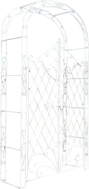 DELUKE Rosenbogen MINDEN Rankhilfe aus Metall mit Tor in Antik-Weiß, B/T/H: 120 x 40 x 220 cm - Bild 1