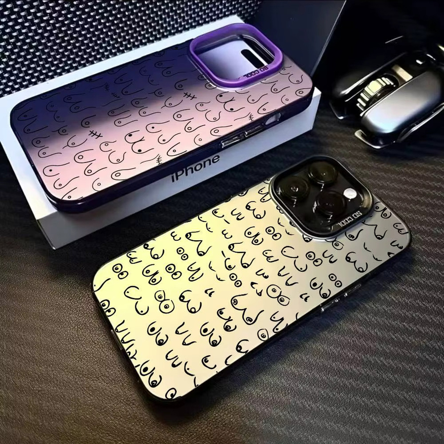 Aurora Funda Handyhülle mit abstraktem Frauen-Kunstmotiv für iPhone 11 bis iPhone 17 Pro Max, mehrfarbig und matt mit metallischem Laser-Effekt - Bild 2