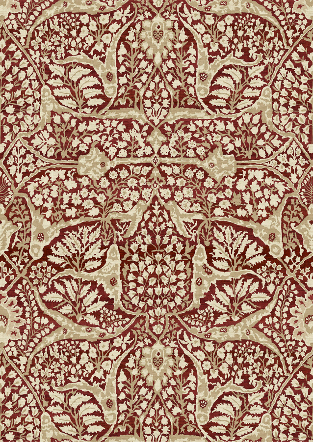 Lewis & Wood Tapete Alhambra 50 in Garnet Rot mit floralem und orientalischem Design - Bild 1