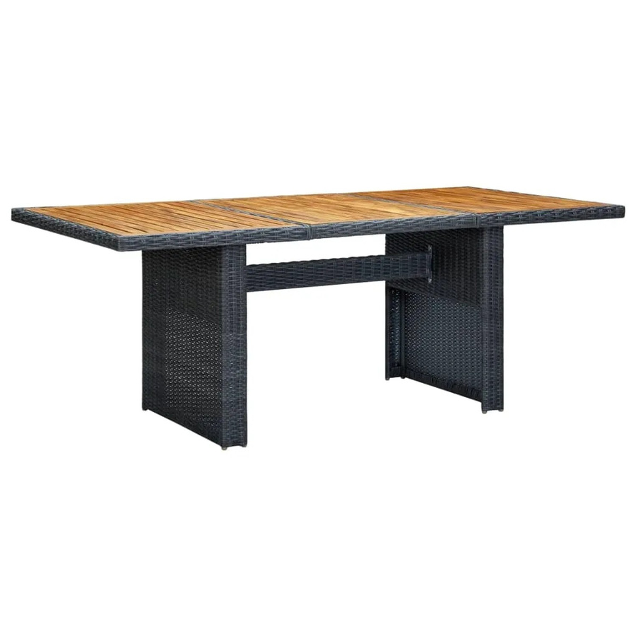 vidaXL Gartentisch aus Poly-Rattan und geöltem Akazienholz in Dunkelgrau und Braun, B/T/H: 200 x 100 x 74 cm - Bild 2