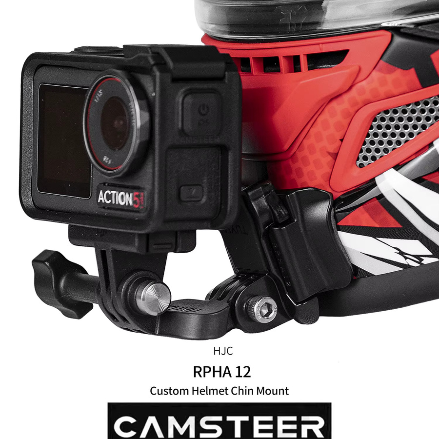 CAMSTEER Kinnhalterung aus Aluminiumlegierung für HJC RPHA12 Helm, kompatibel mit GoPro 13 12 11, Insta360 X5 X4, AcePro 2, Go3s und DJI Action 5Pro 4, Schwarz - Bild 3