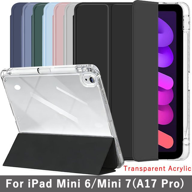 Transparente Kristall-Tablet-Hülle mit Stiftschlitz und magnetischem Stand für Apple iPad Mini 6 (2021) und iPad Mini 7 (2024) 8,3 Zoll - Bild 1