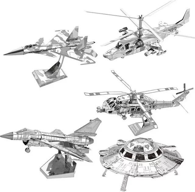 fradoo 3D Metall Puzzles Militär Kämpfer Hubschrauber, Modell Puzzles - Bild 1